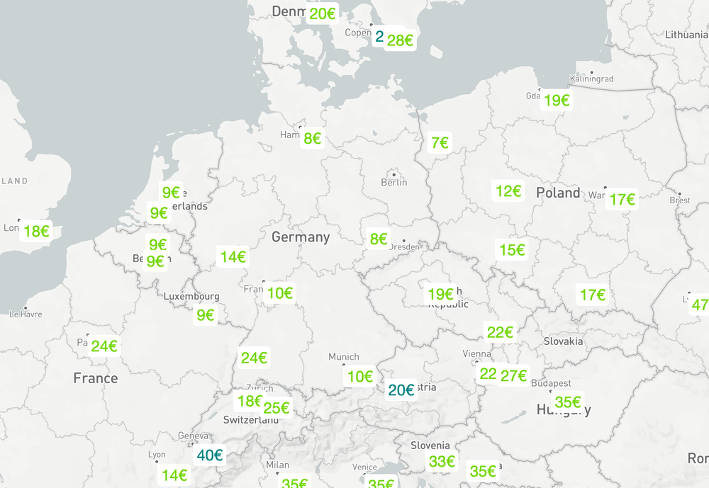 Screenshot Bahn- und Buspreiskarte