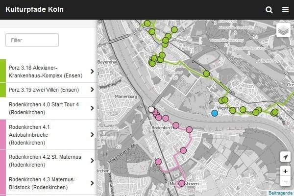 Screenshot Kulturpfade Köln